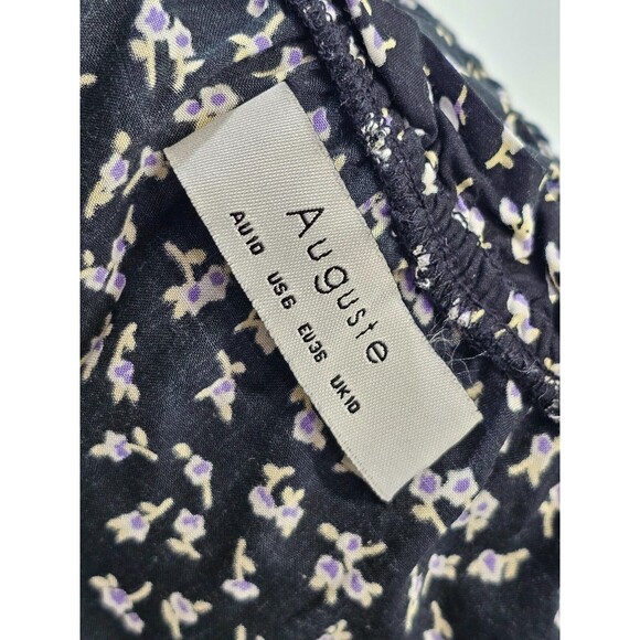 PLK Women's 6 Auguste Off Shoulder Tie Waist Hi Slit Black Rayon Maxi Dress EUC‎ - Picture 8 of 9